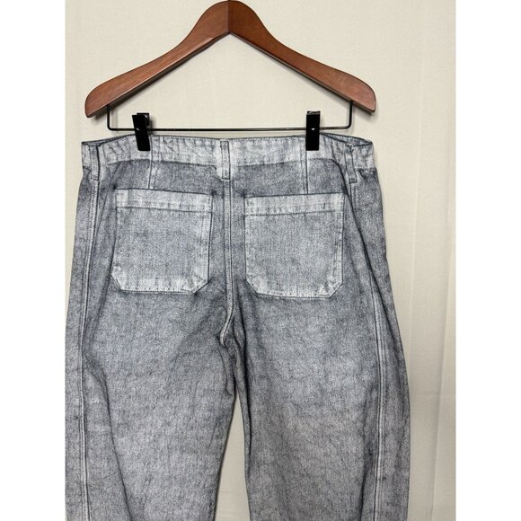 ZARA WOMENS COLLECTION TAPERED COATED MID-RISE Wide Barrel Leg Jeans Size 12 - Picture 9 of 15